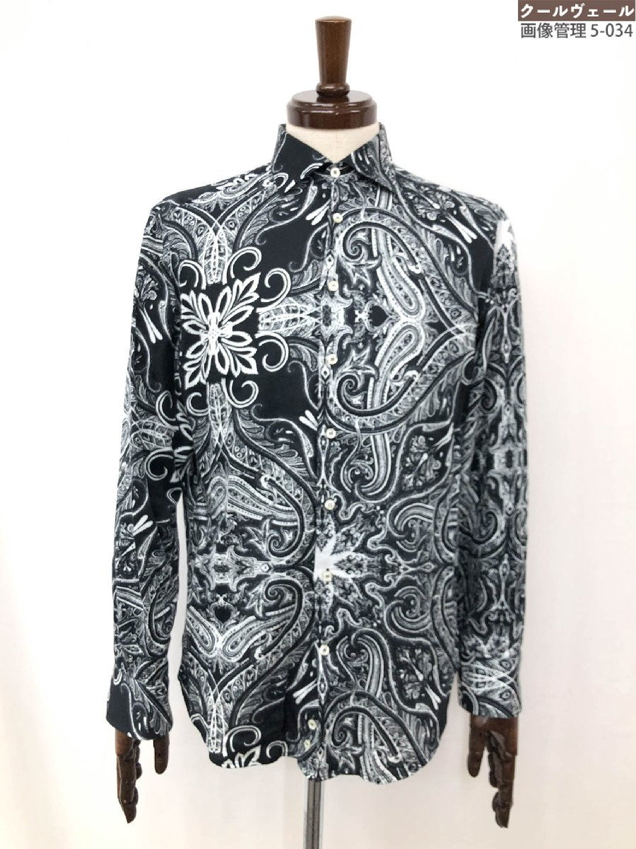 ETRO エトロ ペイズリーモチーフコットンシャツ 39 イタリア製 ETRO ペイズリー シャツ | ブルー | FARFETCH JP