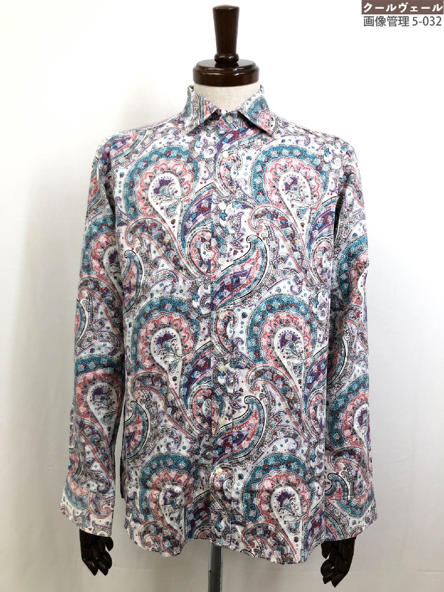 美品 エトロ ETRO ペイズリー シャツ 総柄 コットン イタリア製 40 美品】ETRO エトロ ペイズリー柄 総柄 イタリア製 40 長袖シャツ