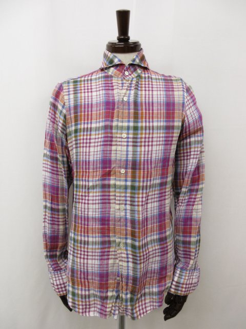 美品 FINAMORE フィナモレ 春夏物 チェックシャツ サイズL Finamore【フィナモレ】コットン チェックシャツをご紹介致し