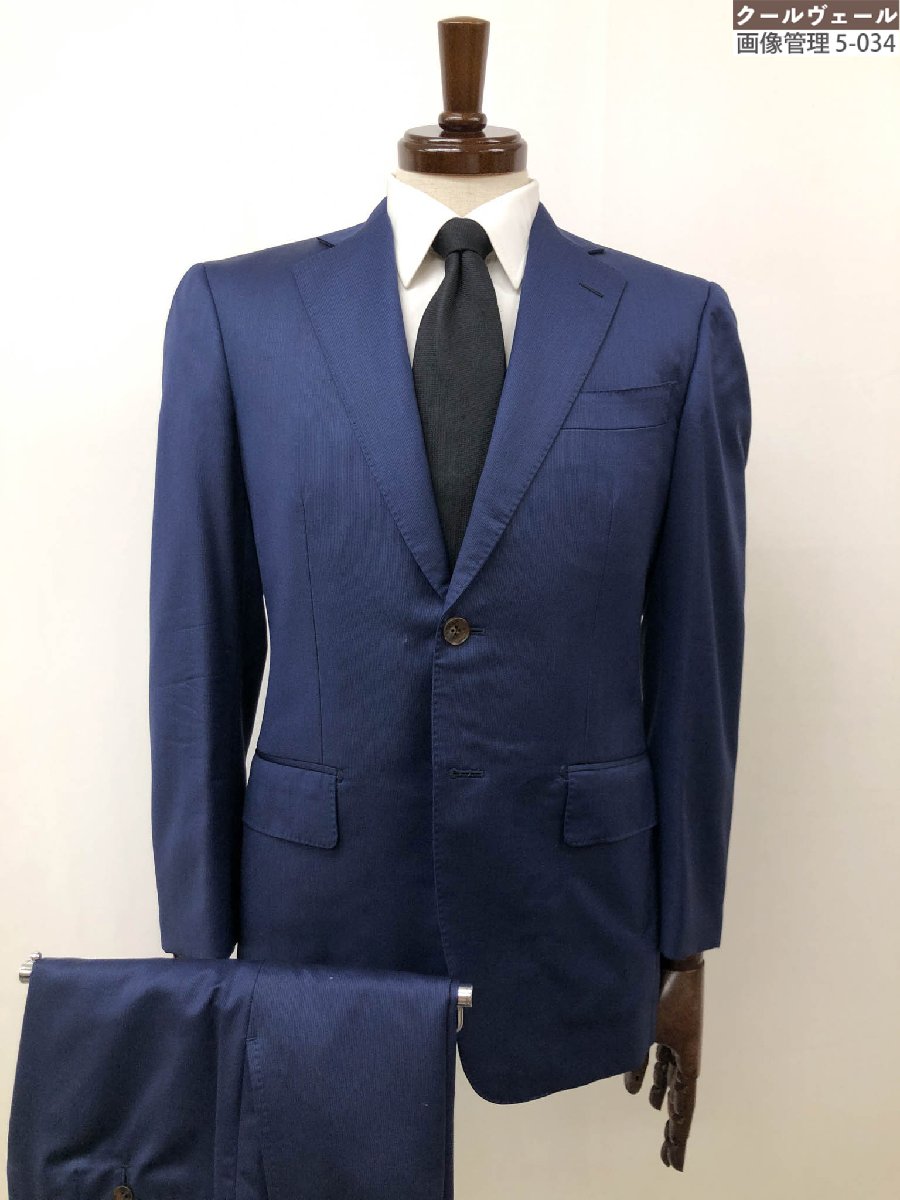 ✨極美品・3ピース✨スキャバル　高級オーダースーツ　ストライプ　ネイビー　ウール 魅せるスーツ】ネイビーストライプ✕スリーピーススーツ-札幌