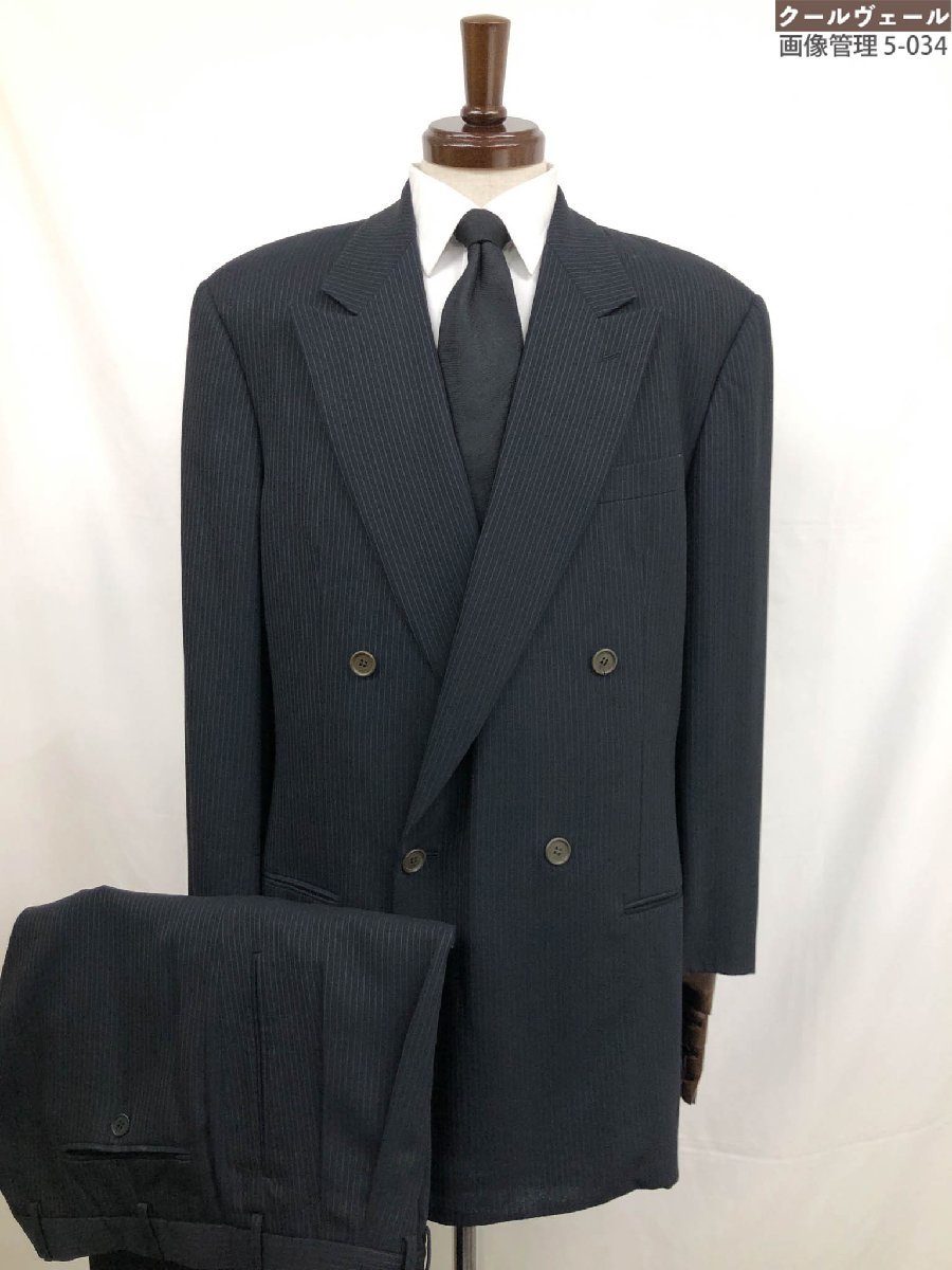 最高級 黒ラベル ジョルジオアルマーニ ダブルスーツ ネイビー ストライプ 50 最高級 黒ラベル ジョルジオアルマーニ ダブルスーツ ネイビー