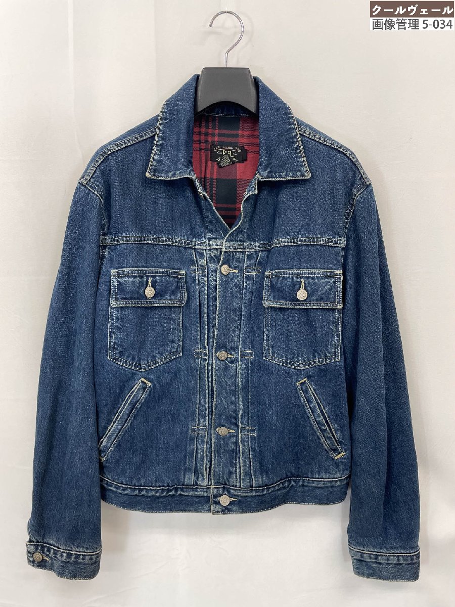 【三つ星タグ/90s】ダブルアールエル　裏地チェック　デニムジャケット　L a12070116-b.jpg