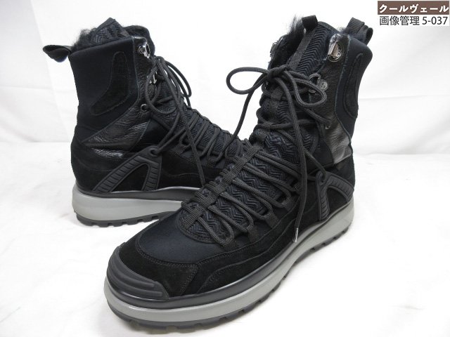 極美品 【ジョルジオアルマーニ】 厚底 レザー×メッシュ×ムートン レースアップブーツ シューズ 靴 (メンズ) size8 ブラック ◇37MZA8572 【中古】|クール・ヴェール 店