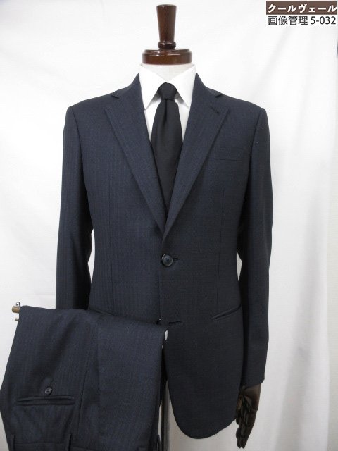 超美品【ジョルジオアルマーニ】0EG12A 0ED31 シングル2ボタン スーツ (メンズ) size46 ネイビーグレー系 ストライプ柄 伊製 ◇35RMS3237◇　【中古】｜クール・ヴェール 店