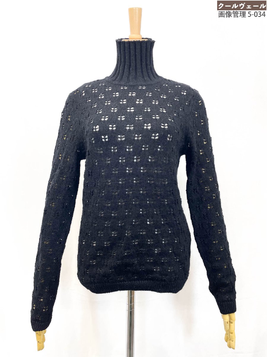超美品【ボッテガヴェネタ BOTTEGA VENETA】 パンチング タートルネックニット (レディース) size40 ブラック 399957 VZQA0 伊製★33LN6233　【中古】｜クール・ヴェール 店