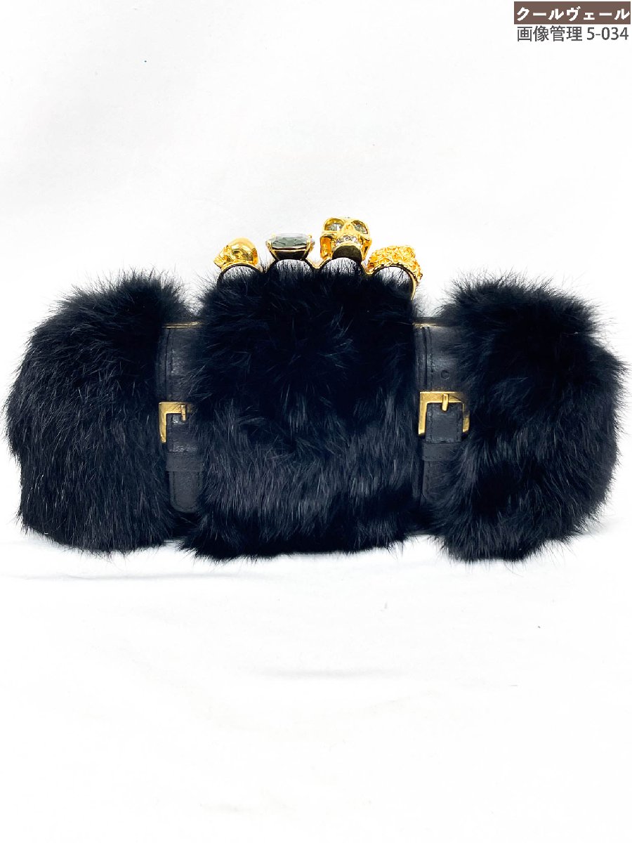 超美品【アレキサンダーマックイーン Alexander McQueen】ファースカルナックルクラッチ 229282 C6960 1000U(レディース)黒いこと★5HT3058 【中古】
