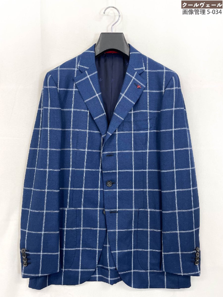 ISAIA デニム風テーラードジャケット LLサイズ コットン ネイビー 本