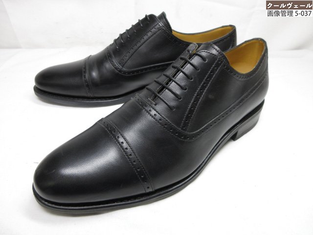 極美品 【パラブーツ Paraboot】 Brahms クォーターブローグ パンチドキャップトゥ レザーシューズ 靴 (メンズ) size9 ブラック★37MZA9117★　【中古】｜クール・ヴェール 店