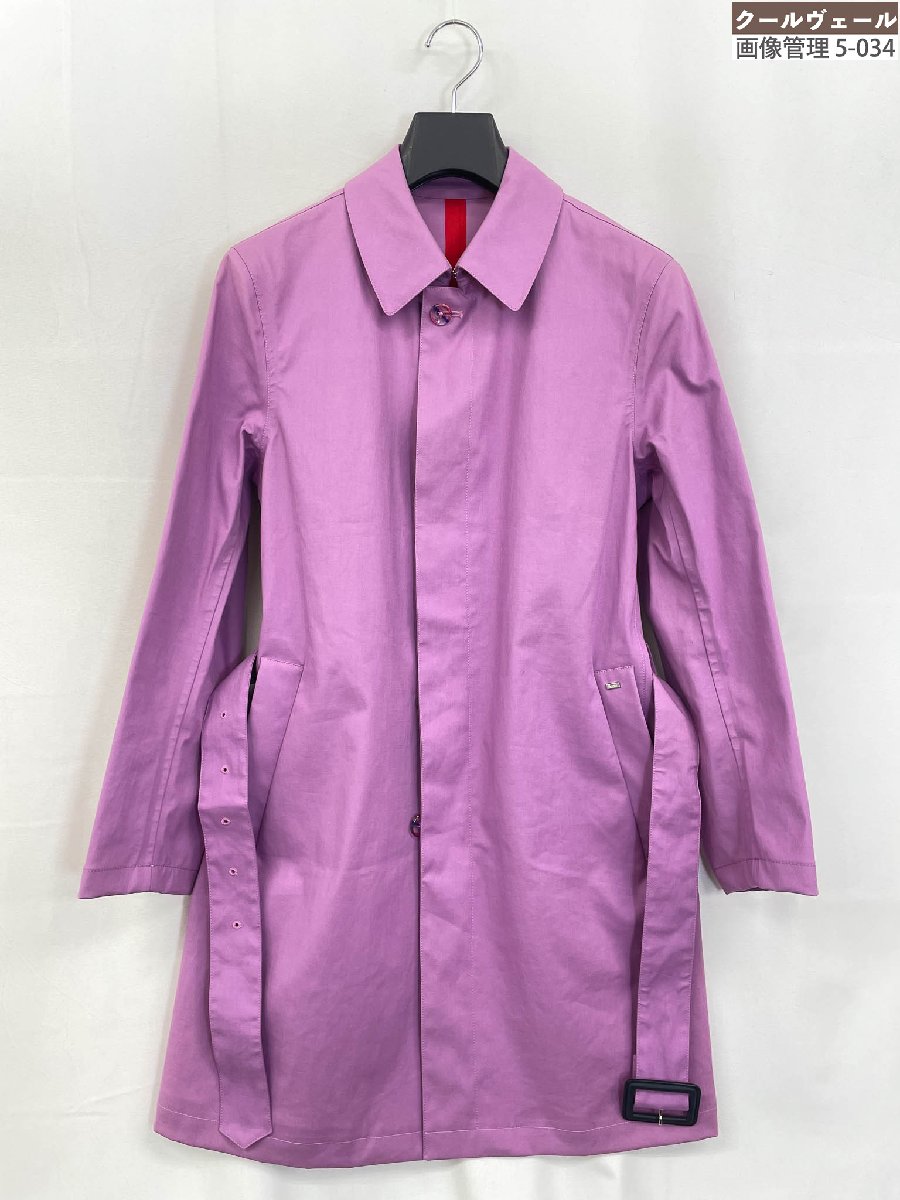 美品【ヘルノ HERNO】08000043 比翼ボタン 着脱可能ベルト付き ステンカラーコート アウター (メンズ) size46 薄めのパープル系 ★32MW4413 【中古】