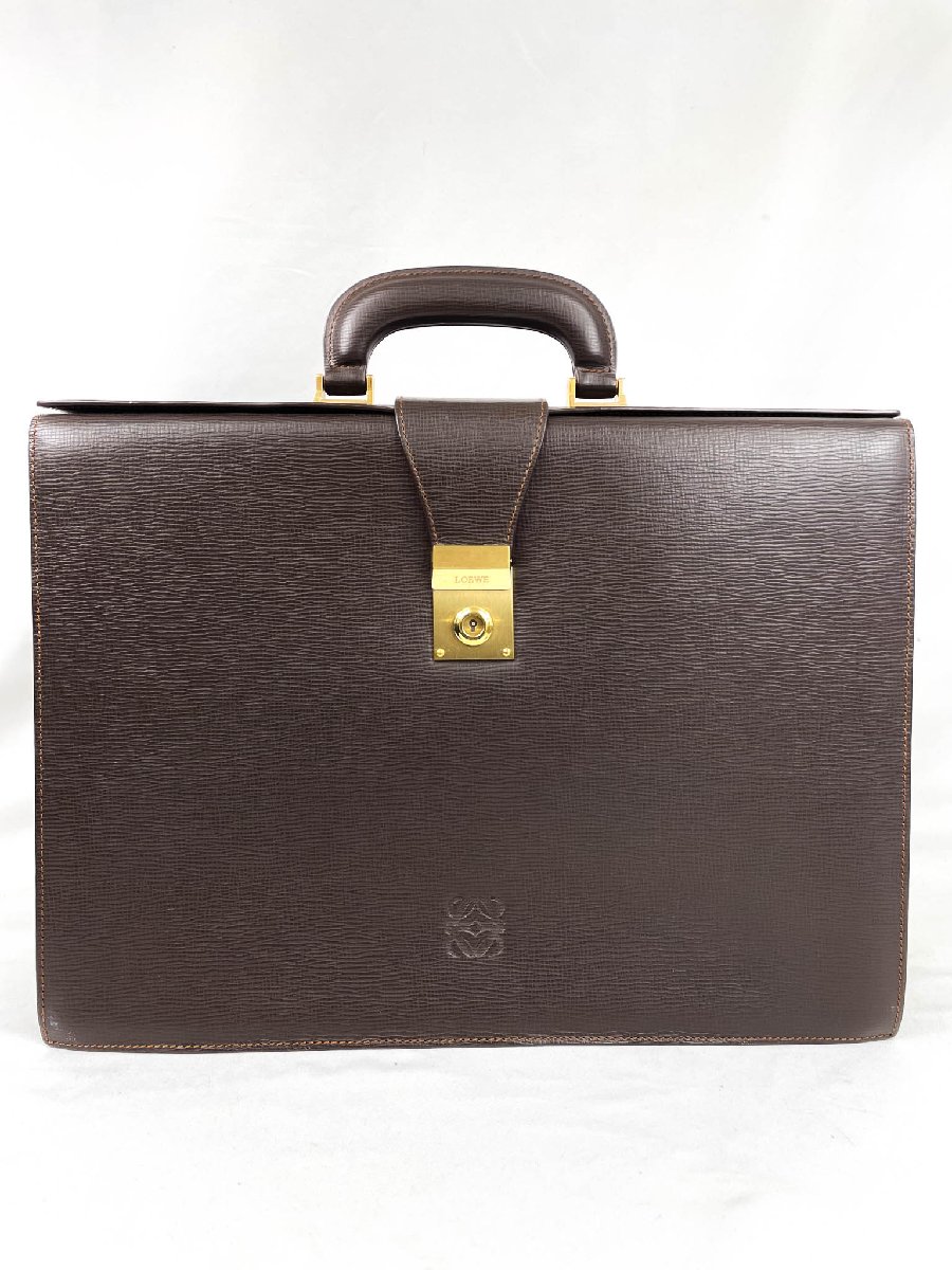 LOEWE ダークブラウン ビジネスバッグ LOEWE◇ビジネスバッグ/レザー/BRW : セカンドストリートYahoo!店