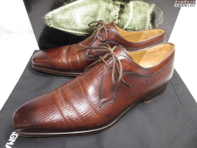 超美品 【マグナーニ MAGNANNI】 19376 プレーントゥ 外羽毛 2はと目 なめし革シューズ 成人男性靴 (メンズ)size41 赤銅色系 ★37MZA9425★ 【中古】 靴-ビジネスシューズ-メンズ靴