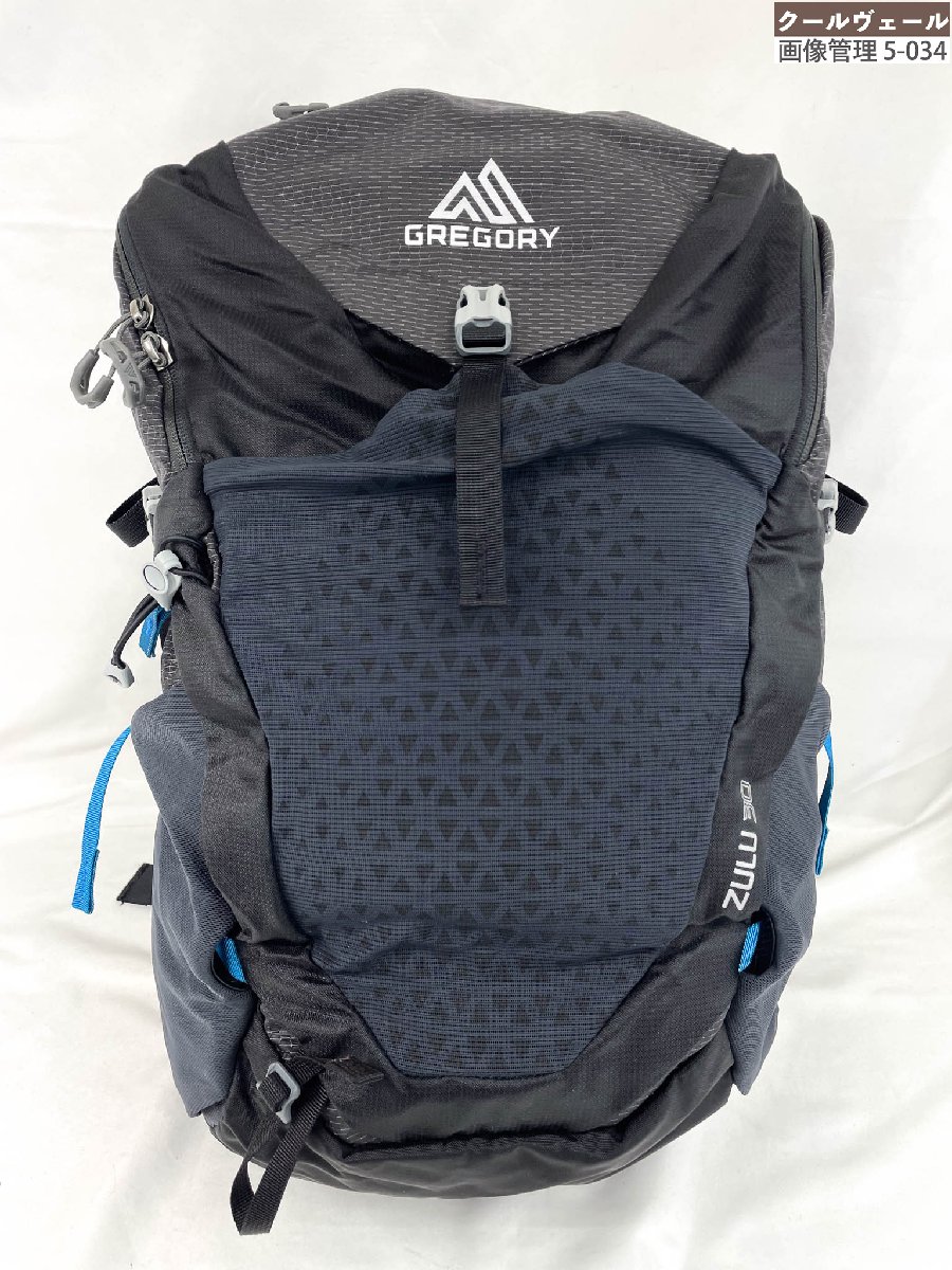 【グレゴリー GREGORY】 ZULU30 ズール30L うしろ側風呂敷き包み 山登り背嚢 ナイロン (メンズ) 黒いこと×L青色系★5MG3352★ 【中古】
