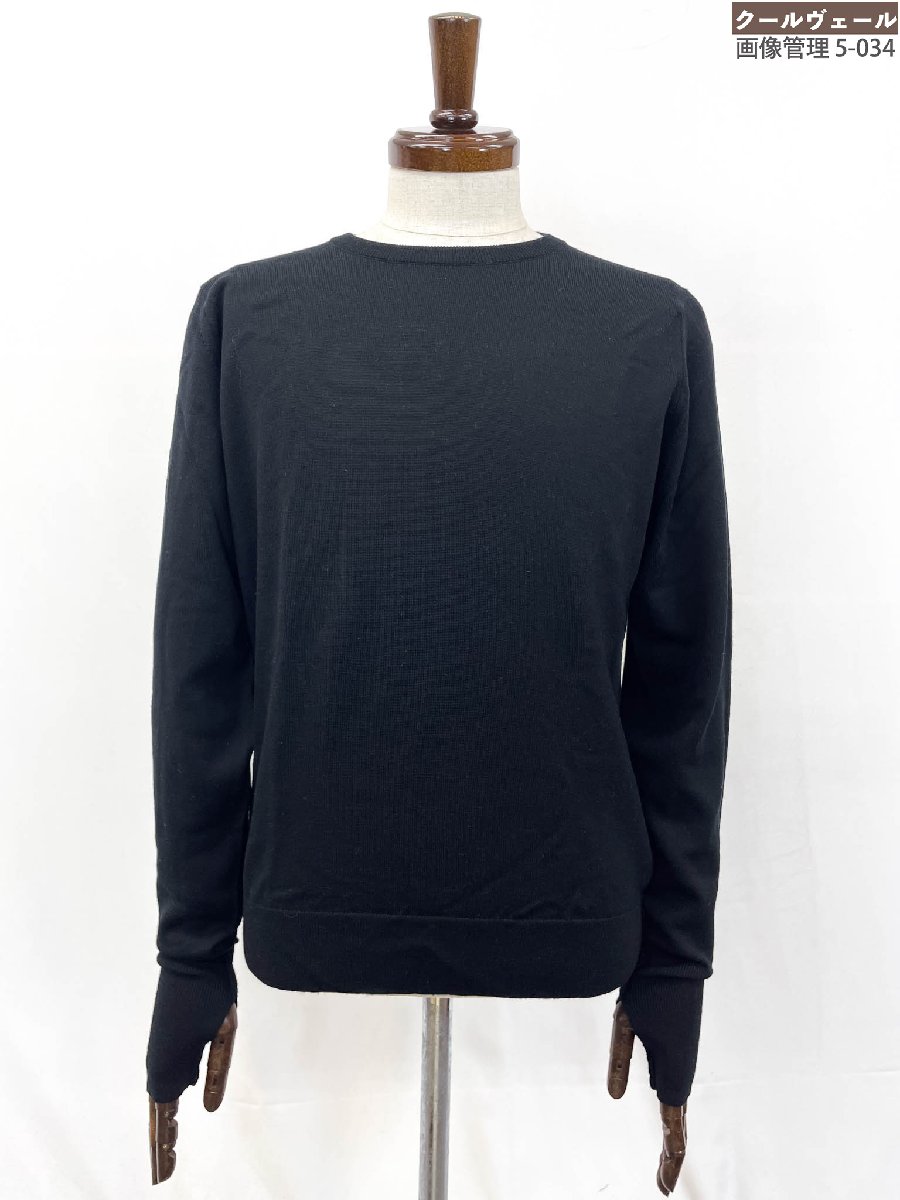 極美品【ジョンスメドレー JOHN SMEDLEY】 羊毛100% 労働者の一団のど首 長袖編み物 (メンズ) sizeS 黒いこと 連合王国製 ★33MN6803★ 【中古】