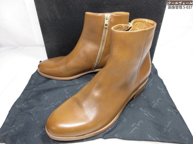 極美品 【ポールスミス Paul Smith】 サイドジップブーツ プレーントゥ レザーシューズ 紳士靴 (メンズ) size7 ブラウン系 ★37MZB0027★ 【中古】