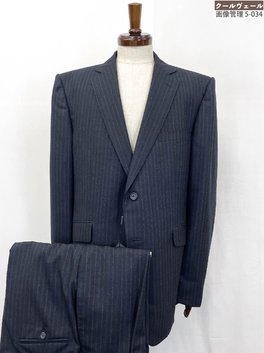 未当て嵌める【アルフレッドダンヒル】ST.JAMES FIT 21P2DG 2B 縞模様柄 背広 (メンズ) 56S/56J 濃灰色×米国海軍 伊製★35MSB0036★【中古】