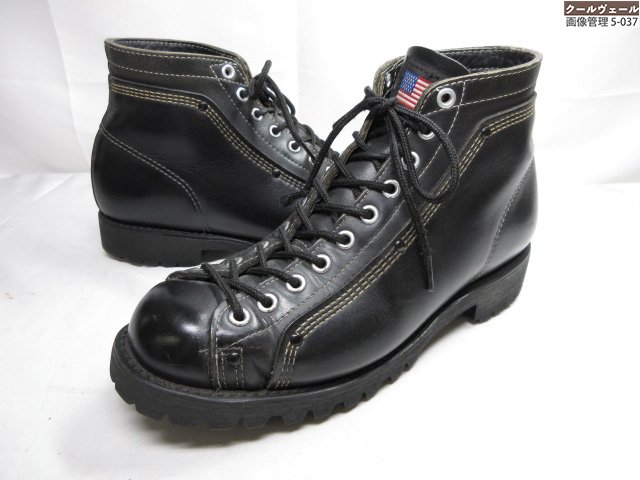 【THOROGOOD ソロ好ましい】 ブーツ 編み目 プレーントゥ 10はと目 なめし革 成人男性靴 (メンズ) size26好いかげんに 黒いこと ★37MZA9413★ 【中古】