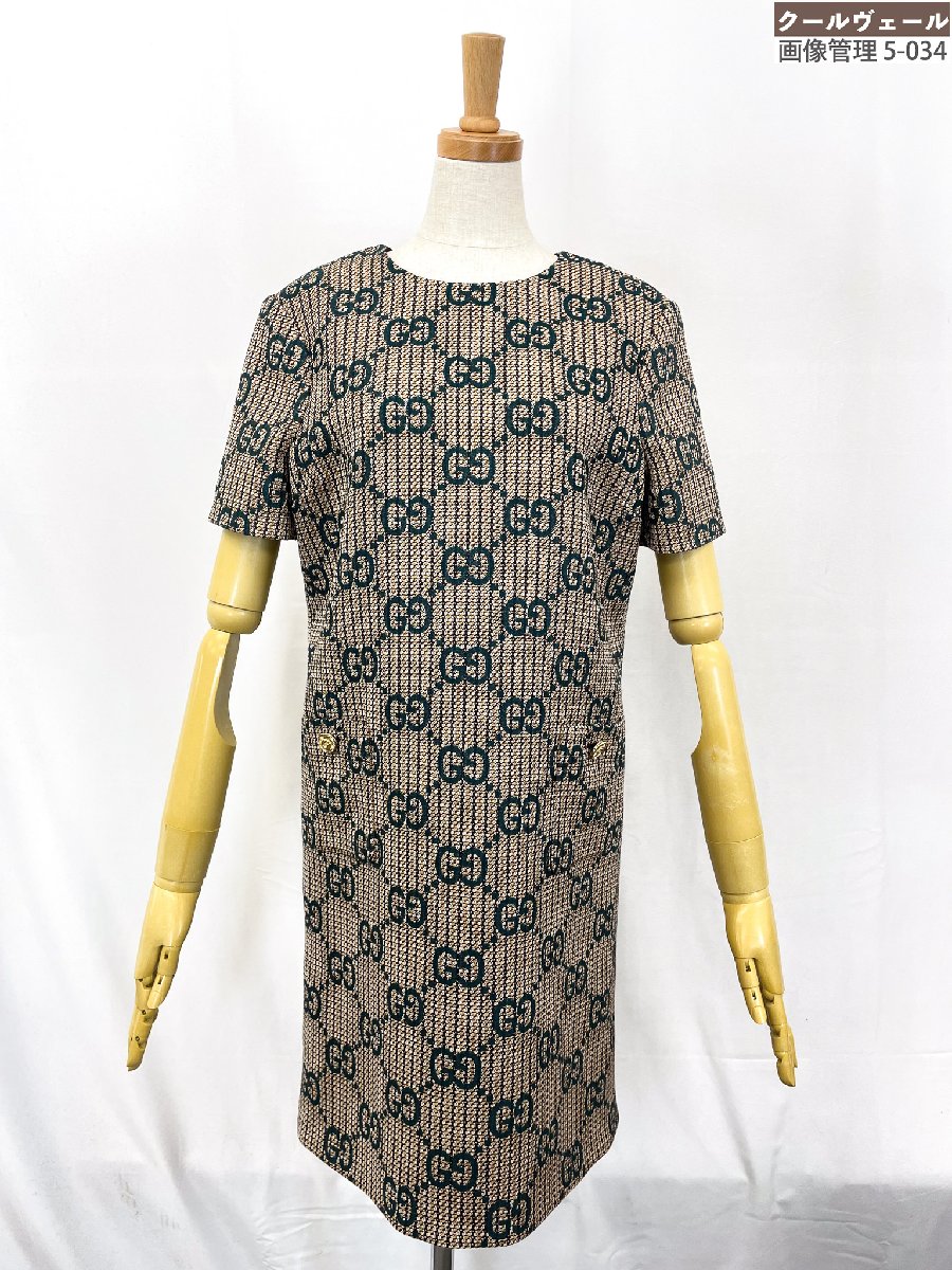 未当てはめる 【グッチ GUCCI】 771431 ZAO94 GGジャカード 御召しもの 半袖衣裳 隠し付き添い人 (レディース) 36 赤銅色系 伊製 ★32LOB0003★ 【中古】