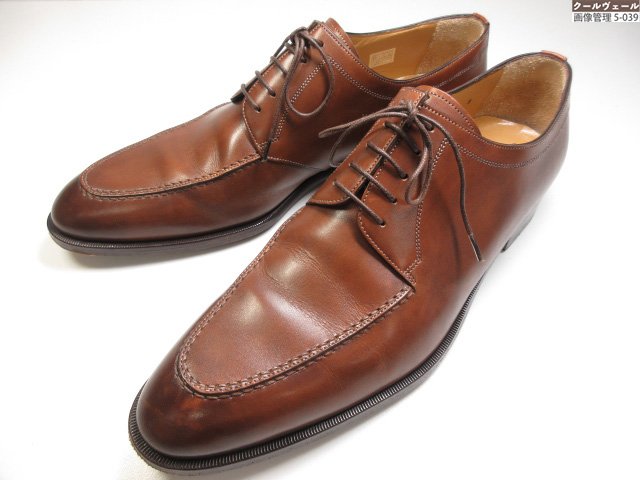 極美品 【サントーニ SANTONI】 U心付け 外羽毛 なめし革 御召しものシューズ 成人男性靴(メンズ) size8 赤銅色 ★37MZB0093★ 【中古】