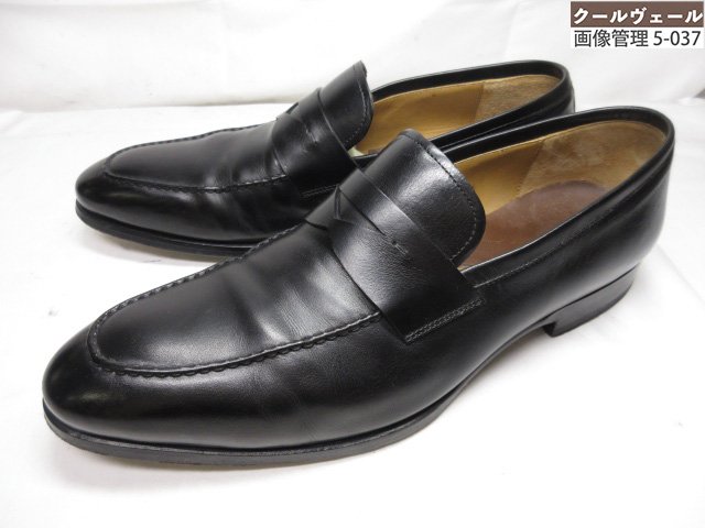超美品 【マグナーニ MAGNANNI】 20856 なめし革 コインローファー スリッポン (メンズ) size43 黒いこと ★37MZB0078★ 【中古】