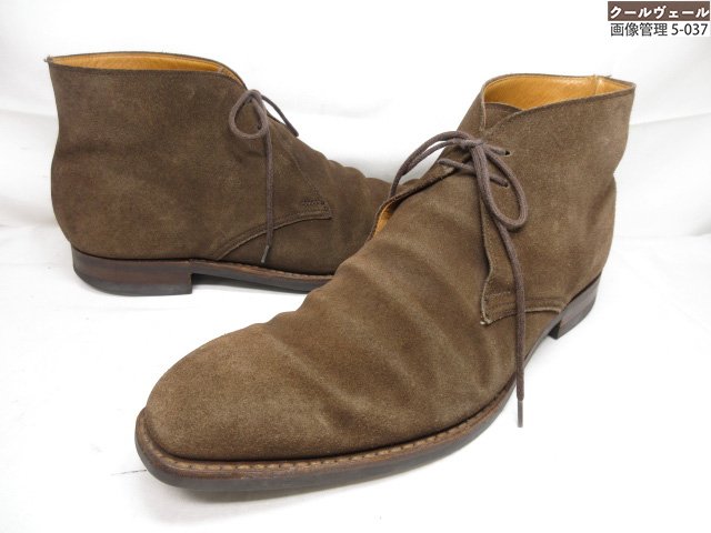 美品 【クロ毛布＆ジョーンズ CROCKETT\u0026JONES】 TETBURY テットベリー スエードクロスなめし革 チャッカブーツ (メンズ) size7E 茶 ★37MZB0075★ 【中古】