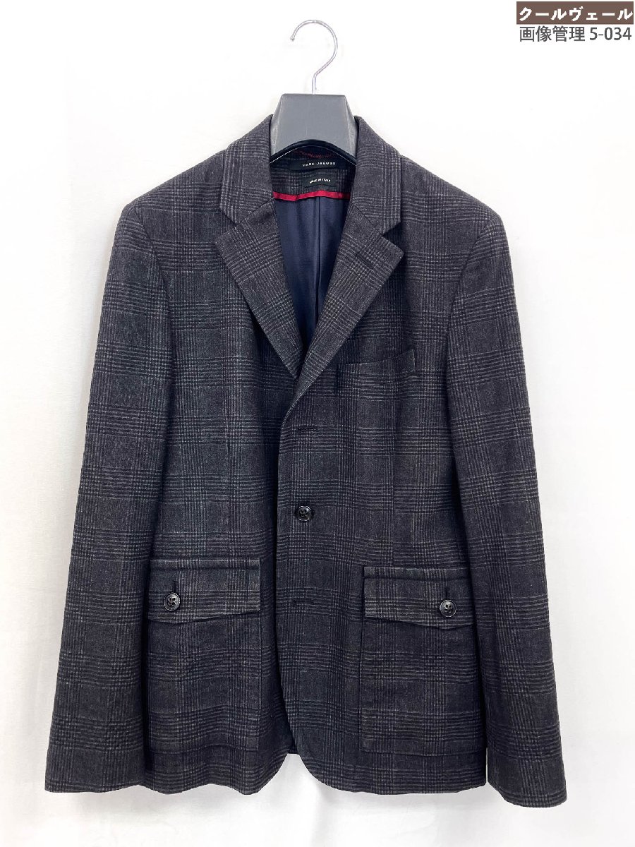 【マークジェイコブス MARC JACOBS】 羊毛×アンゴラ テーラードジャケット(メンズ)  46 濃灰色薄墨色 グレン照合のしるし★40MJB0093★ 【中古】