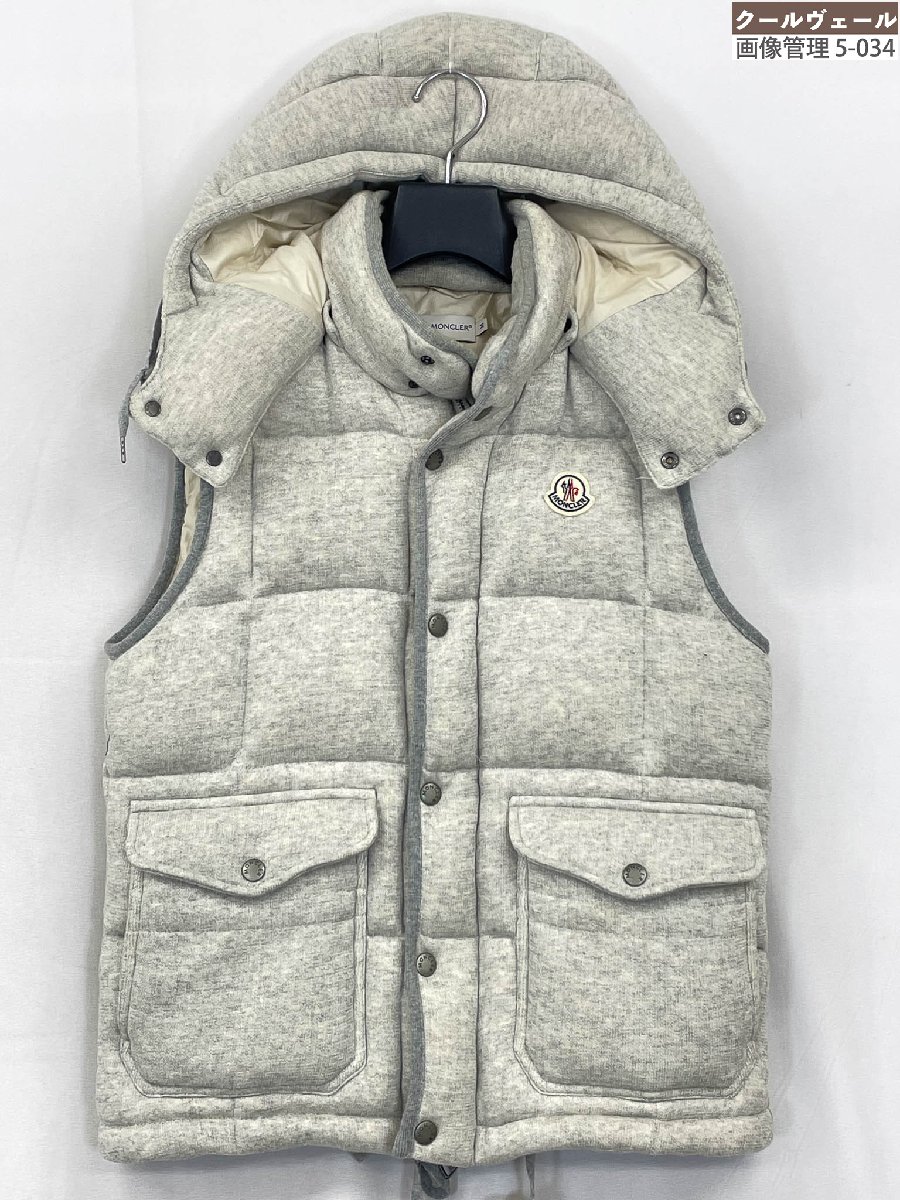 美品【モンク線路 MONCLER】102-091-84220-00 ニットダウンジレ より良い MAGLIA GILET (メンズ) M 点火装置薄墨色 ボンネット付き添い人 ★32MBB0030★ 【中古】