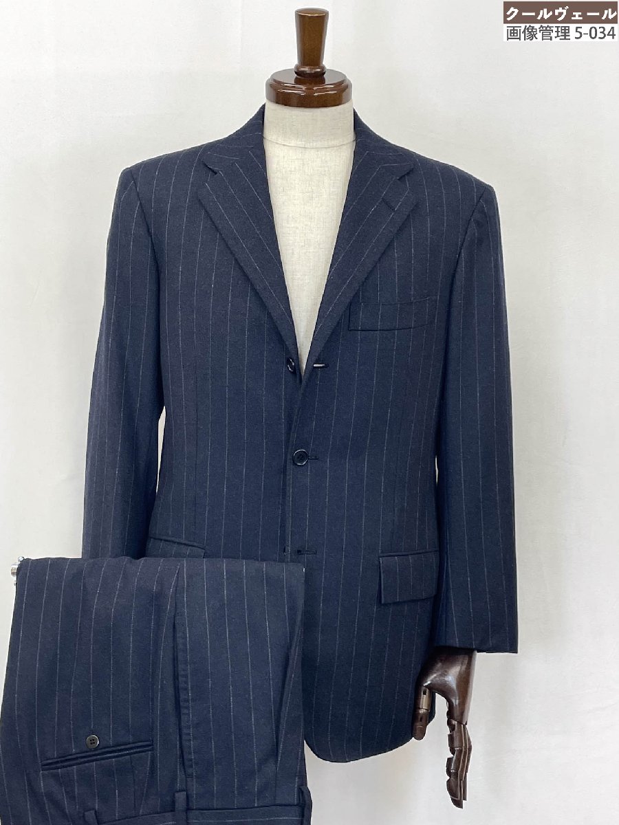 美品 【キートン キトン Kiton】3名取り草 縞模様柄 カシミヤ10％混 背広 K曳き船 (メンズ) size46/7R 米国海軍 イタリア製★35MSB0192★ 【中古】