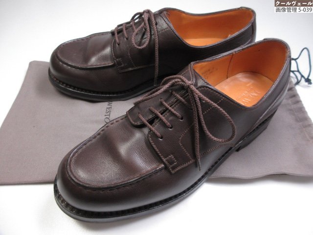 極美品 【JMウエストン J.M.WESTON】 641 ゴルフ U心付け 外羽毛 なめし革シューズ  (メンズ) size6E 暗然たる赤銅色 ★37MZB0178★ 【中古】