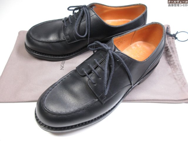 極美品 【JMウエストン J.M.WESTON】 641 ゴルフ U心付け 外羽毛 なめし革シューズ  (メンズ) size6E 黒いこと ★37MZB0177★ 【中古】