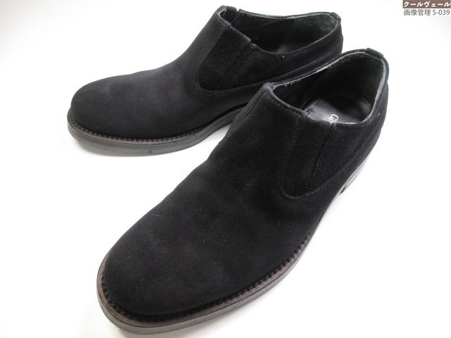 美品 【ジョルジオアルマーニ GIORGIO ARMANI】 スウェードレザー スリッポン (メンズ) size41.5E 黒いこと ★37MZB0193★ 【中古】