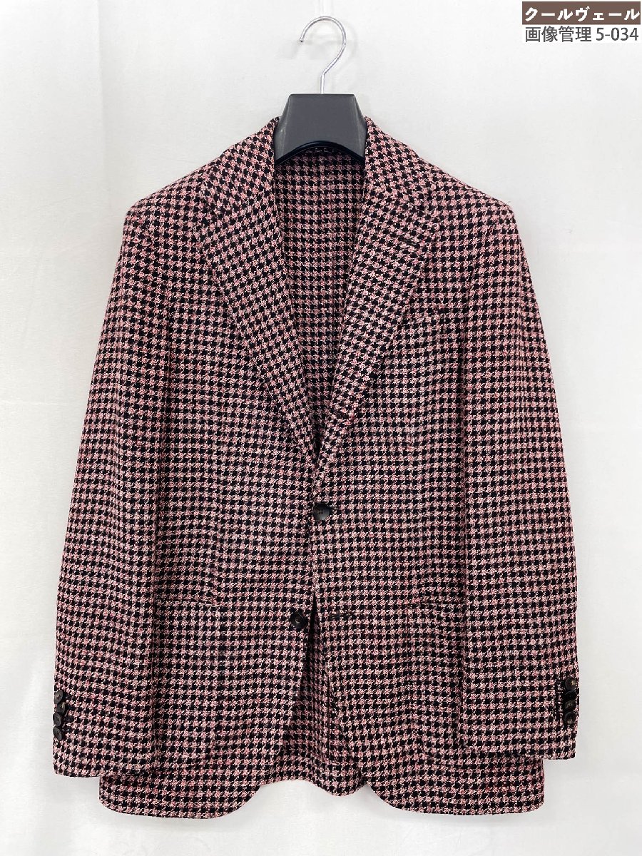 極美品【ラルディーニ LARDINI】JY326AQ22 3名取り草段返り上衣 チドリ柄 2継ぎ切れ隠し (メンズ) 46/7REG 黒×赤系 伊製★32MJB0165★ 【中古】