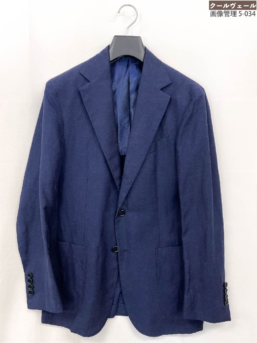 【デペトリロ De Petrillo】TS21025U 羊毛×リネン 3B段返り 上衣 (メンズ) 46/DROP8 米国海軍 透かし彫り柄 イタリア製 ★40MJB0174★ 【中古】