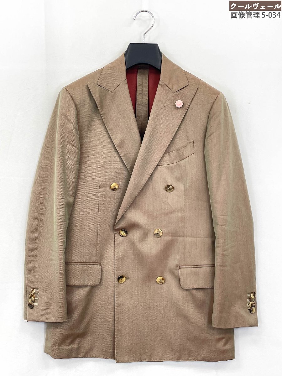 【ラルディーニ LARDINI】 JM872AQ ダブル6名取り草上衣 シャンブレー出どころ (メンズ) 46/7REG 赤銅色系 イタリア製 ★32MJB0163★ 【中古】