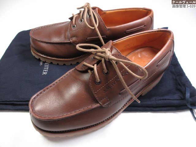 超美品 【JMウエストン J.M.WESTON】 690 ヨットダービー U手当て 外鳥毛 なめし革シューズ  (メンズ) size5.5E 赤銅色 ★37MZB0176★ 【中古】
