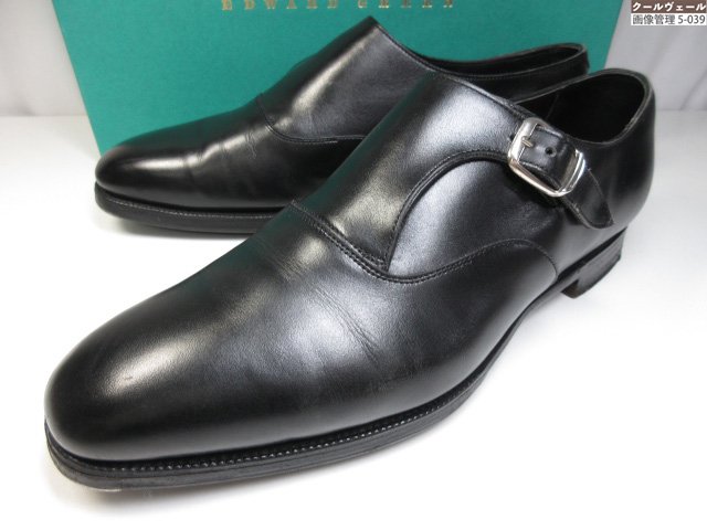 美品 【エドワード緑であること EDWARD GREEN】 オウン弗 シングルモンクストラップ なめし革シューズ (メンズ) size6E808 黒いこと  ★37MZB0220 【中古】