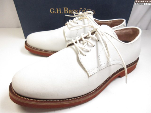 美品 【G.H.BASS ジーエイチバス】 BUCKINGHAM ヌバックレザー プレーントゥ外羽毛シューズ (メンズ) size10.5D 白いこと ★37MZB0277★ 【中古】