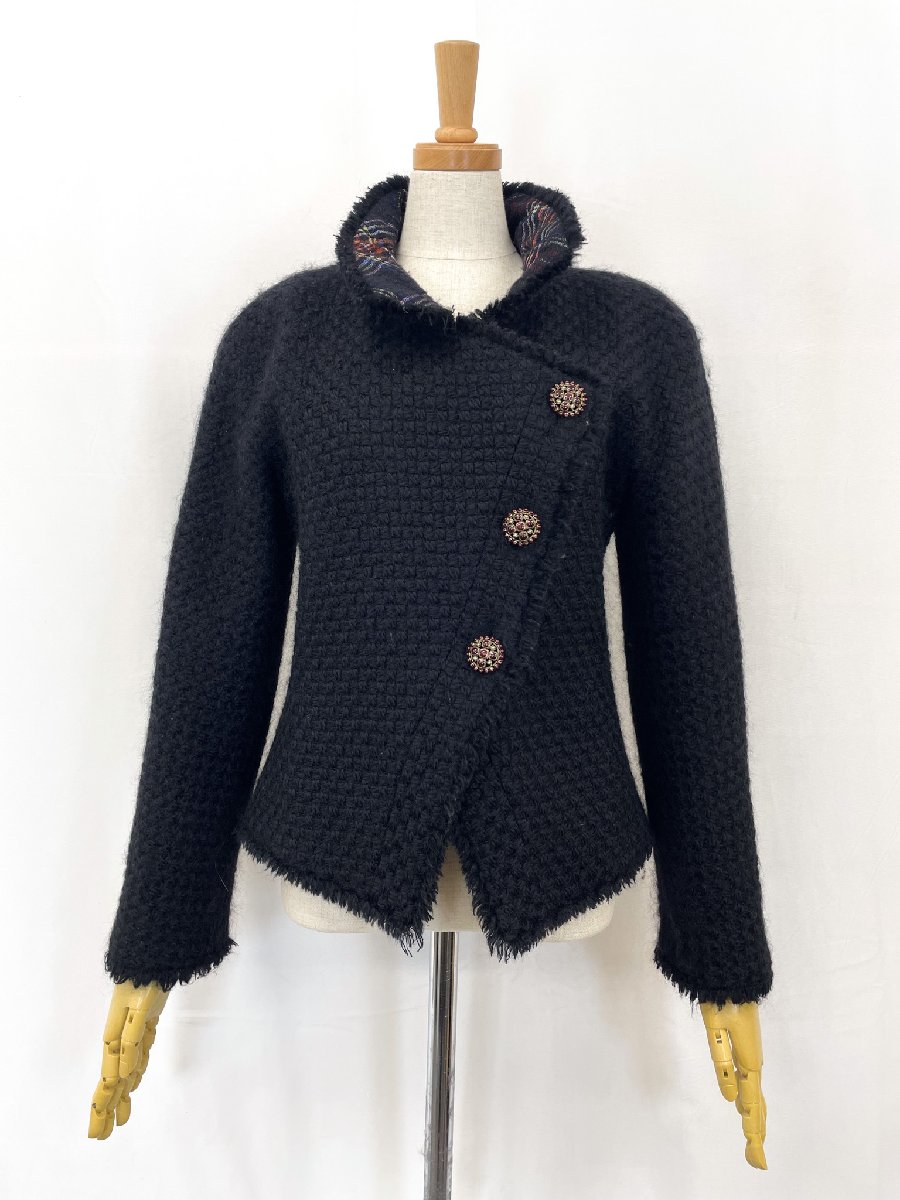 極美品【シャネル CHANEL】P46378W05360 ツイード出どころ W上衣 グリポワ (レディース) 36 黒いこと かざり付ける名取り草 フランス共和国製 ★32HRB0020 【中古】