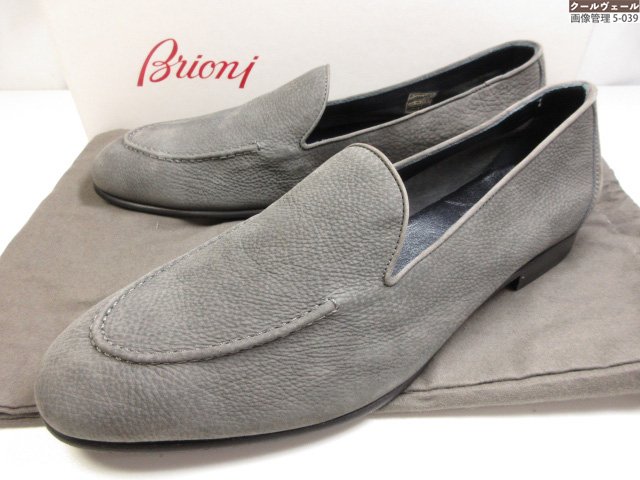 未当て嵌める品 【ブリオーニ Brioni】 置き目毛革 スリッポン U心付け ヌバックレザーシューズ 靴 (メンズ) sizeEU8 US9 薄墨色系 ★37MZB0305★ 【中古】