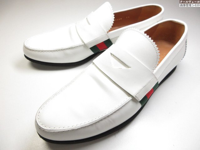 超美品 【グッチ GUCCI】 233488 レザーローファー シェリー酒伝達ルート (メンズ) size5.5 白いこと ★37MZB0288★ 【中古】