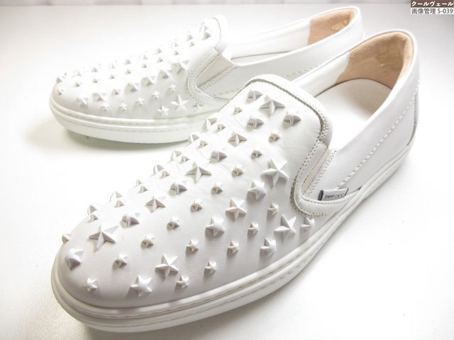 超美品 【ジミーチュウ JIMMY CHOO】 レザースリッポン 星スタッズ スニーカー (メンズ) size41 白いこと ★37MZB0291★ 【中古】
