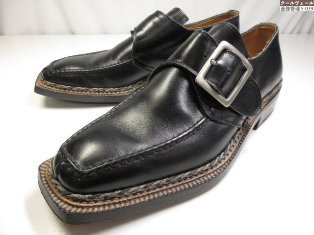超美品 【ハリス HARRIS】 スクエアトゥ モンクストラップシューズ ノルベジェーゼ風 (メンズ) size7 黒いこと ★37MZB0315★ 【中古】