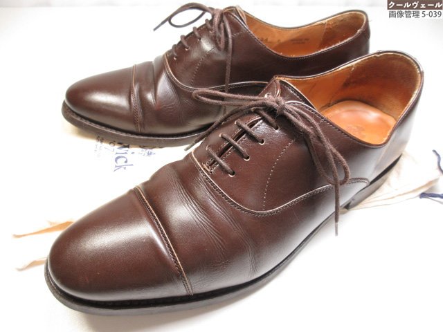 美品 【バーウィック Berwick】 キャップトゥ 内鳥毛 なめし革シューズ (メンズ) size8 赤銅色 ★37MZB0355★ 【中古】