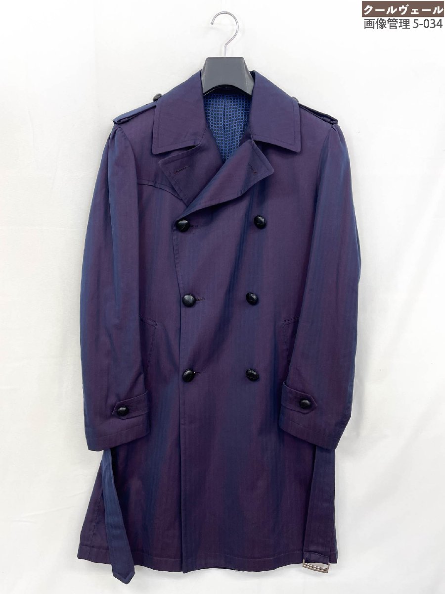 極美品【タリアトーレ】24UEZ061 BLUE SUN 綿織物 杉綾模様柄 玉虫 トレンチコート (メンズ) 46/R 米国海軍×ボルドーワイン ★32MWB0067【中古】