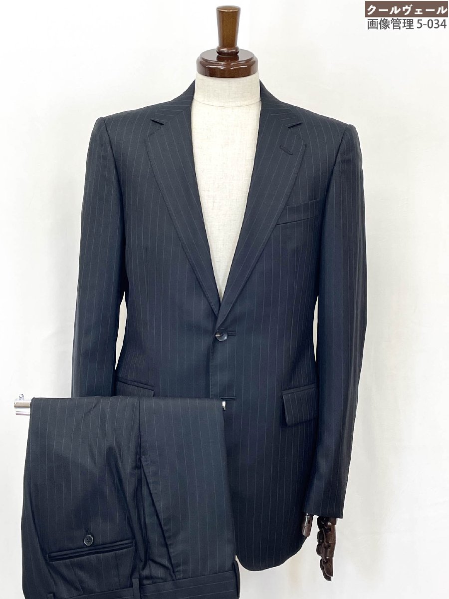 超美品 【グッチ GUCCI】28JCF1 2名取り草 縞模様柄背広 地絹27%混生地 (メンズ) size46R/DROP7 濃灰色薄墨色 伊製★35MSB0304★ 【中古】