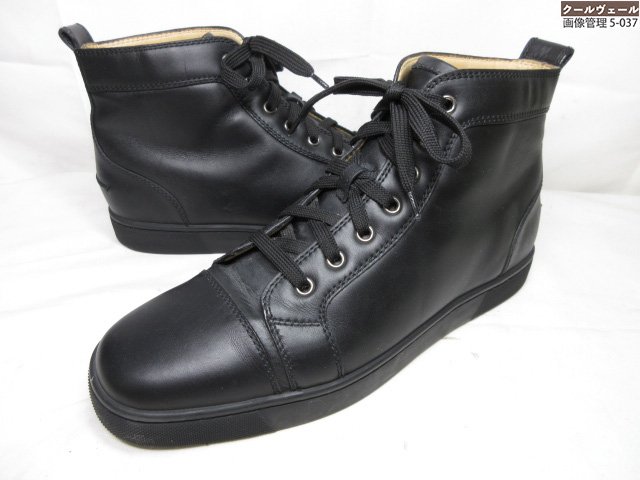 超美品 【クリスチャンルブタン】 スムースレザー 7はと目 ハイカットスニーカー (メンズ) size42 黒いこと ★37MZB0394★ 【中古】