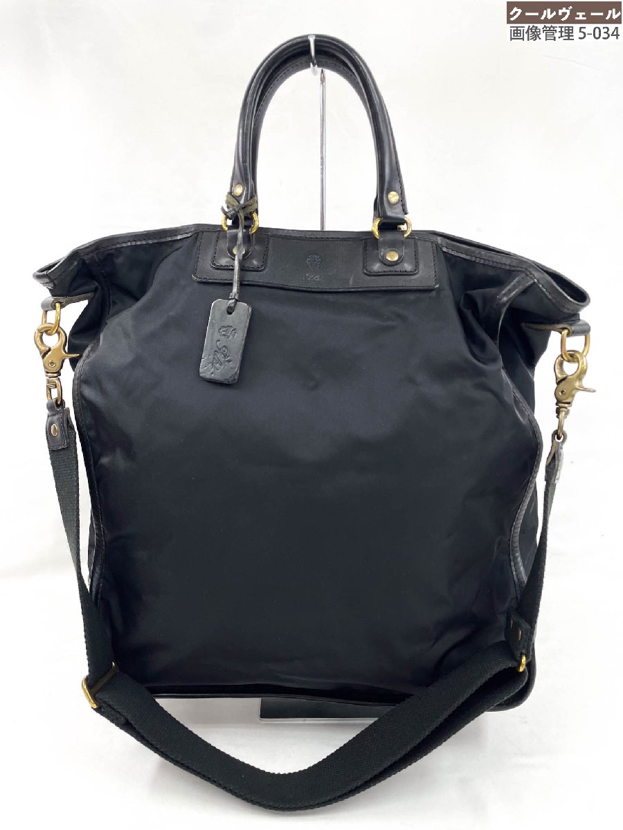 美品 【フェリージ Felisi】 05-5 ナイロン×なめし革 トートバッグ 2WAYショルダーバッグ (メンズ) 黒いこと ★11MGB0059★ 【中古】
