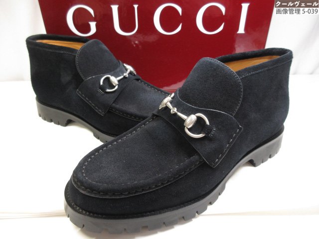 極美品 【グッチ GUCCI】 801057 ビット付き添い人 スエードクロスなめし革 シューズ (メンズ) size7.5 黒いこと ★37MZB0443★ 【中古】