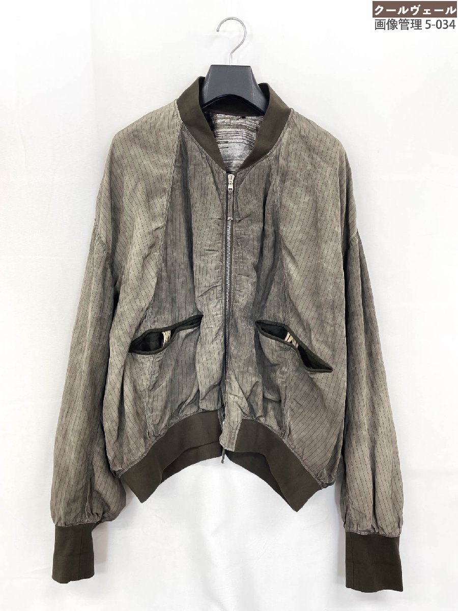 2026SS 寄せあわせ 極美品【ジギーチェン ZIGGY CHEN】0M2610936 STRIPED BOMBER JACKET 上衣 (メンズ) 46 カーキ系 ★32HRB0051★ 【中古】
