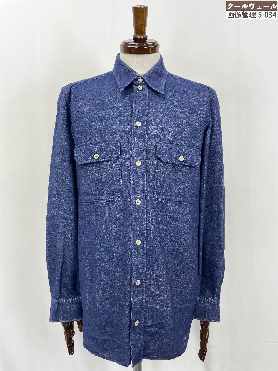 美品【ボリオリ BOGLIOLI】微起毛 ドゥエボットーニ 長袖プルオーバー (メンズ) size42/16 米国海軍系 ★33MKB0169★ 【中古】