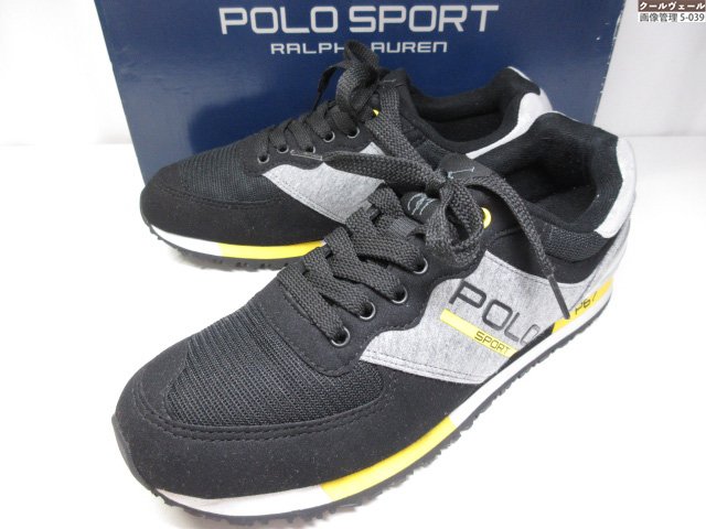 美品 【ポロ運動競技 POLO SPORT】 14704 ロゴタイプ刷り上げる メッシュスニーカー 成人男性靴 (メンズ) sizeUK8 黒いこと系 ★37MZB0139★ 【中古】